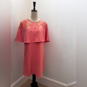 BB Dakota Coral Lace Yoke Mini Dress